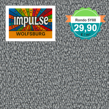 Vorwerk Teppichboden in Draufsicht – neutrales Grau mit dichter Schlingenstruktur, gleichmäßige Oberfläche und langlebige Qualität